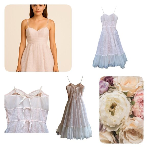 Vintage 1950s Lace & Netting Formal Cocktail Party Dress XXS - Picture 2 of 15